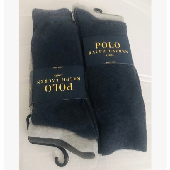 New Polo Ralph Lauren 3 Pairs Men’s Socks Grey Grey Blue made in Korea - Picture 10 of 16